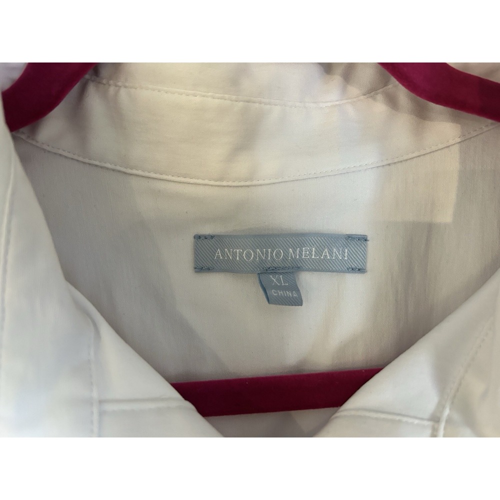 Antonio Melani Top Cropped Twisted Blouse Button Sz XL White EUC Whimsigoth Y2K - Picture 5 of 12